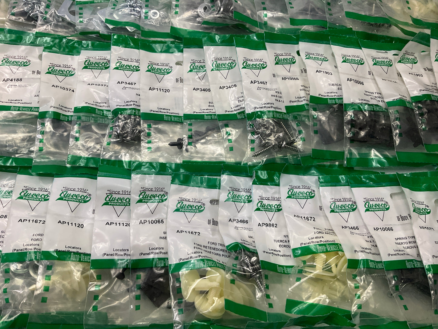 Wholesale Lot # 5 - Auveco Retainer Clips & Hardware Lot, 250 Packs As Shown