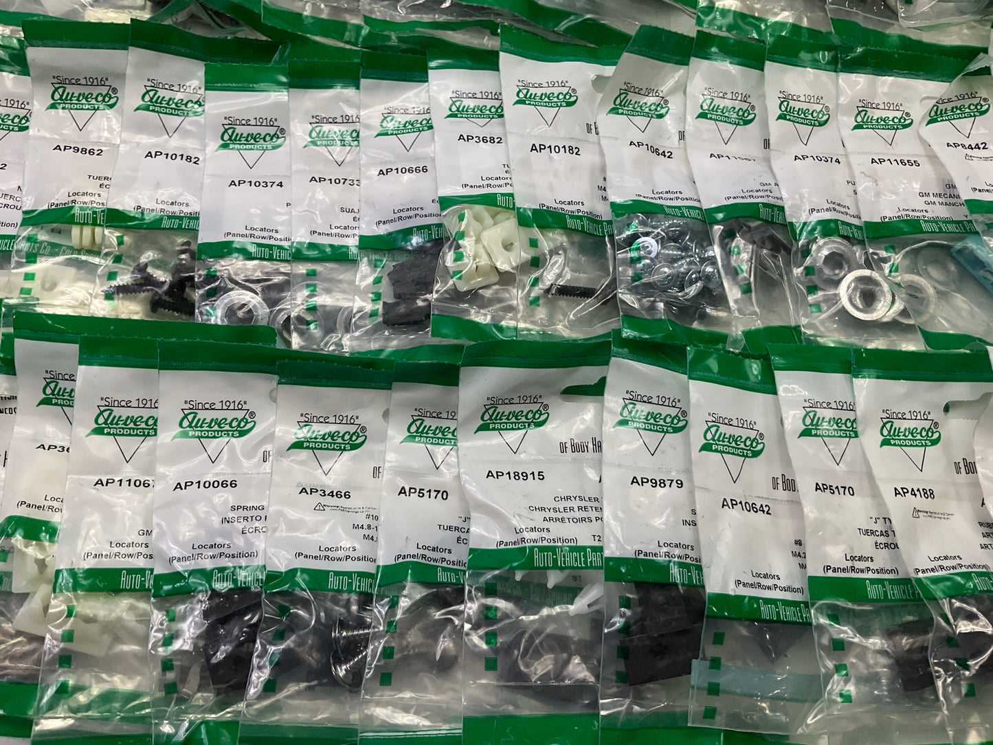 Wholesale Lot # 5 - Auveco Retainer Clips & Hardware Lot, 250 Packs As Shown