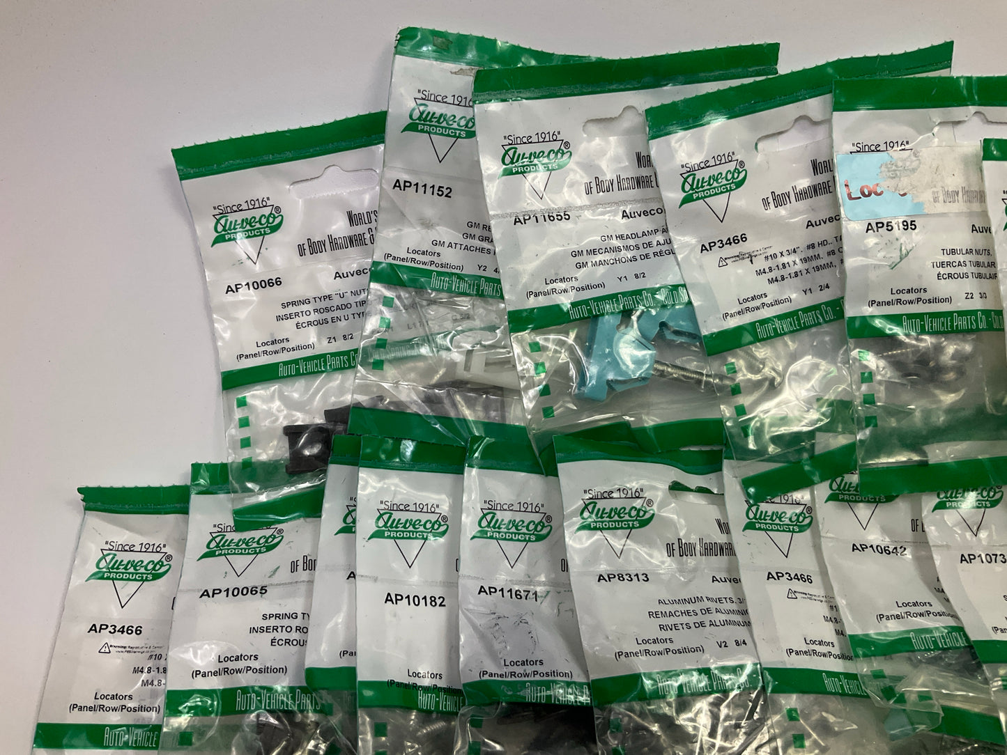 Wholesale Lot # 5 - Auveco Retainer Clips & Hardware Lot, 250 Packs As Shown