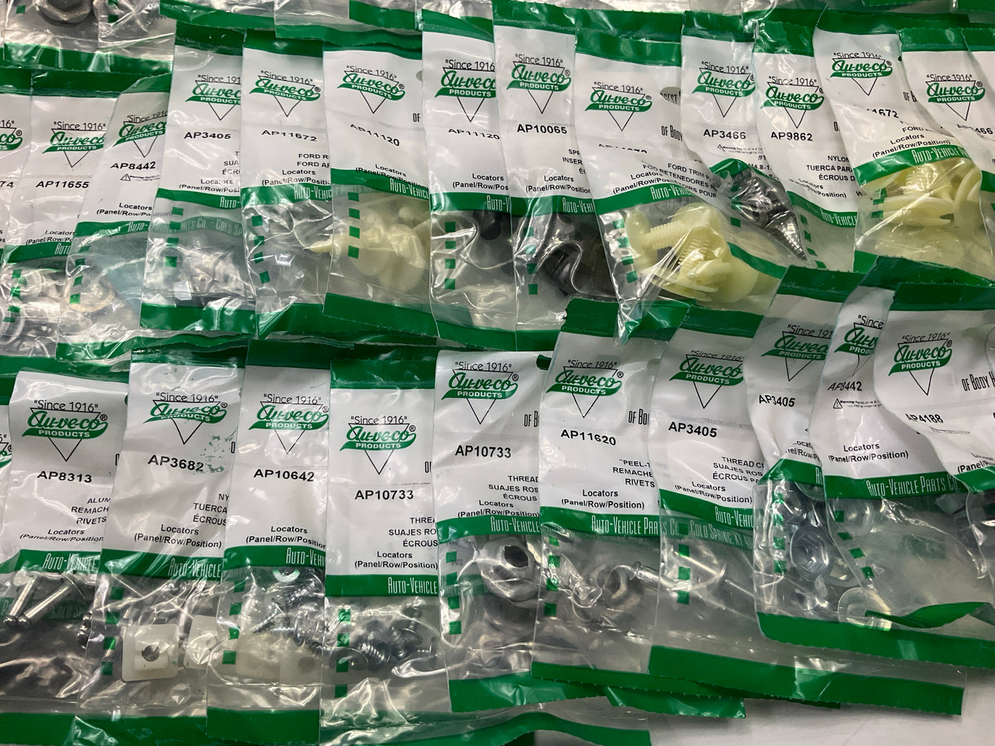 Wholesale Lot # 5 - Auveco Retainer Clips & Hardware Lot, 250 Packs As Shown