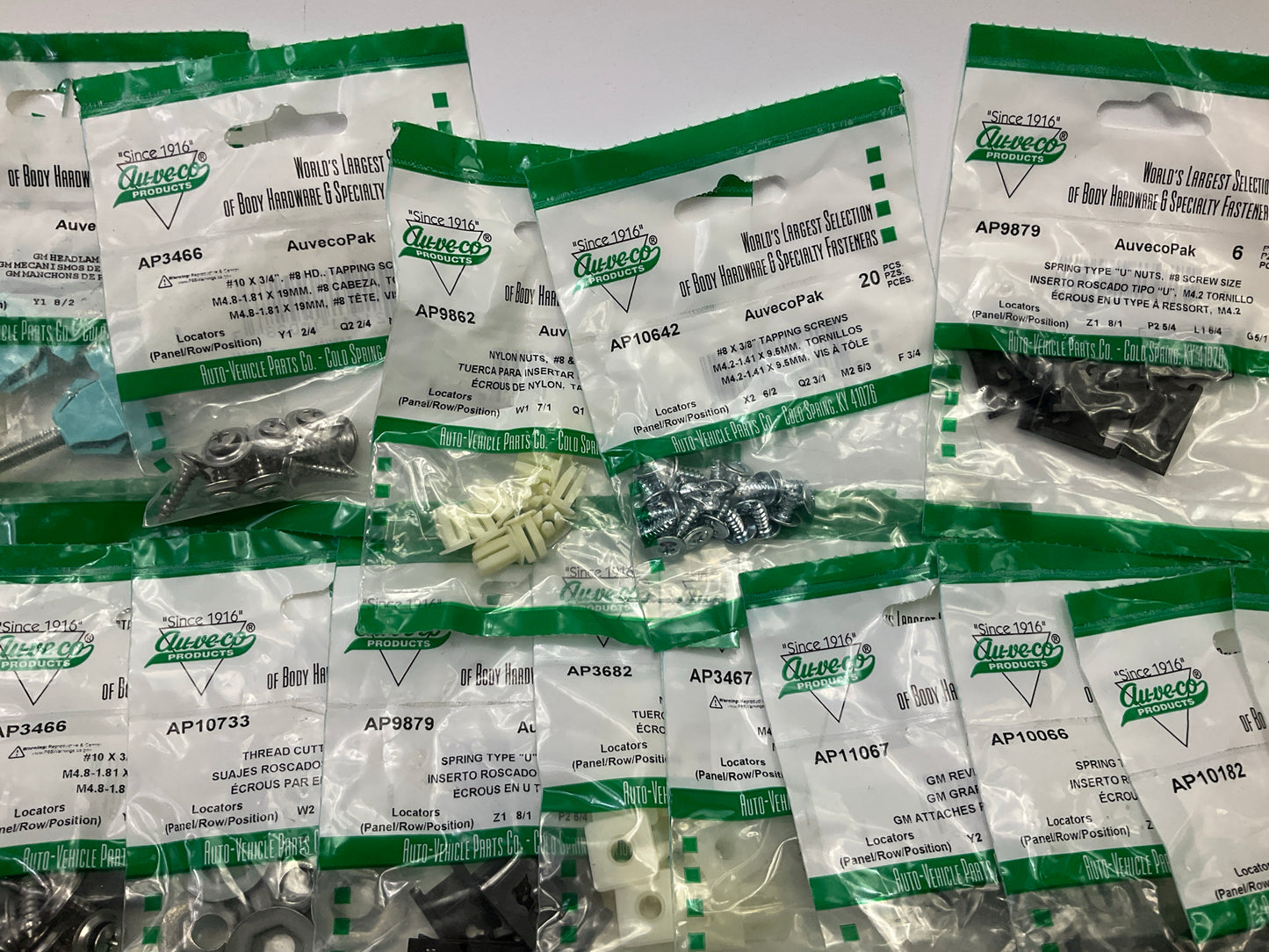 Wholesale Lot # 5 - Auveco Retainer Clips & Hardware Lot, 250 Packs As Shown