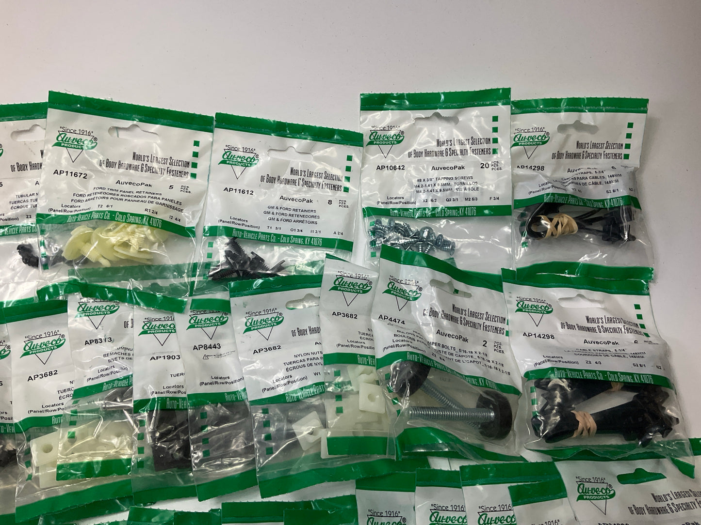 Wholesale Lot # 5 - Auveco Retainer Clips & Hardware Lot, 250 Packs As Shown