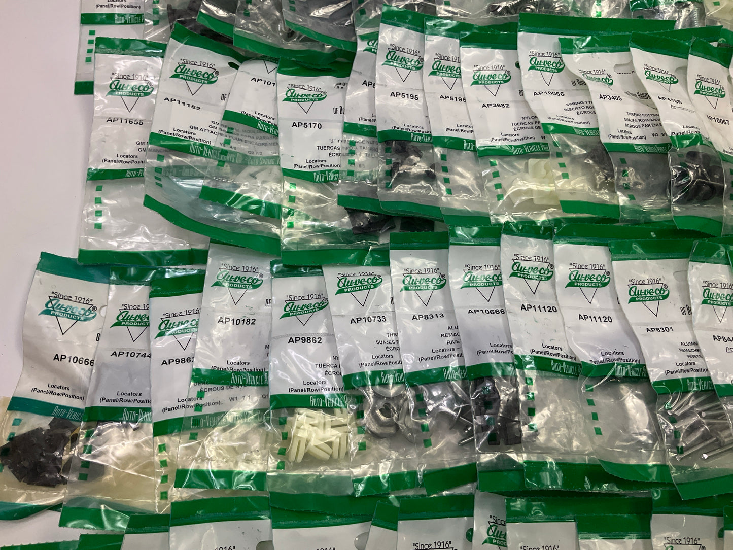 Wholesale Lot # 5 - Auveco Retainer Clips & Hardware Lot, 250 Packs As Shown