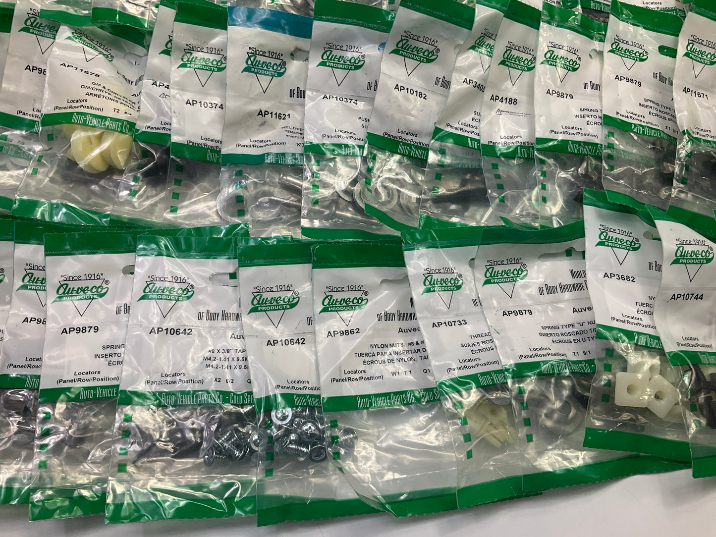 Wholesale Lot # 6 - Auveco Retainer Clips & Hardware Lot, 250 Packs As Shown