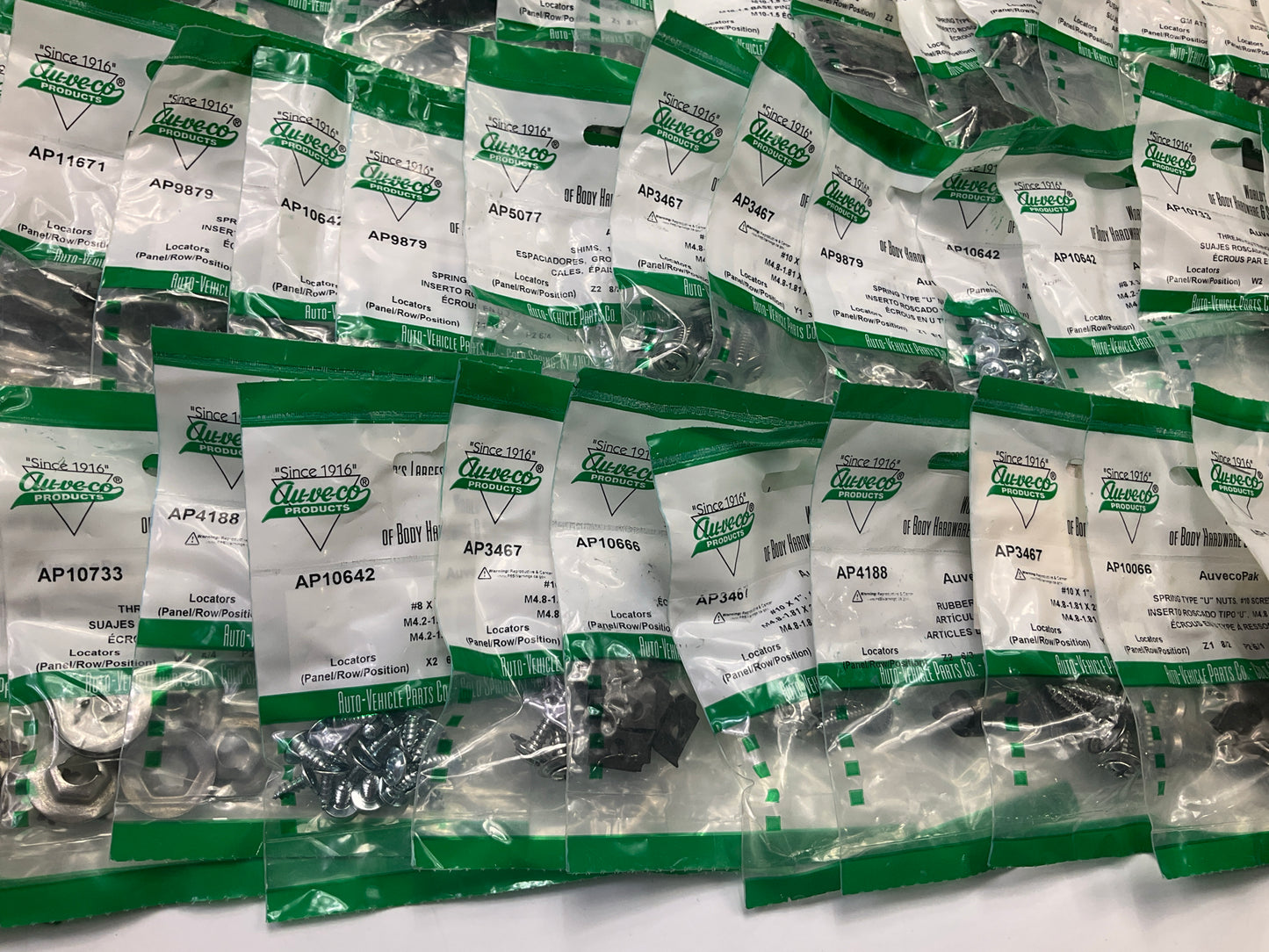 Wholesale Lot # 6 - Auveco Retainer Clips & Hardware Lot, 250 Packs As Shown