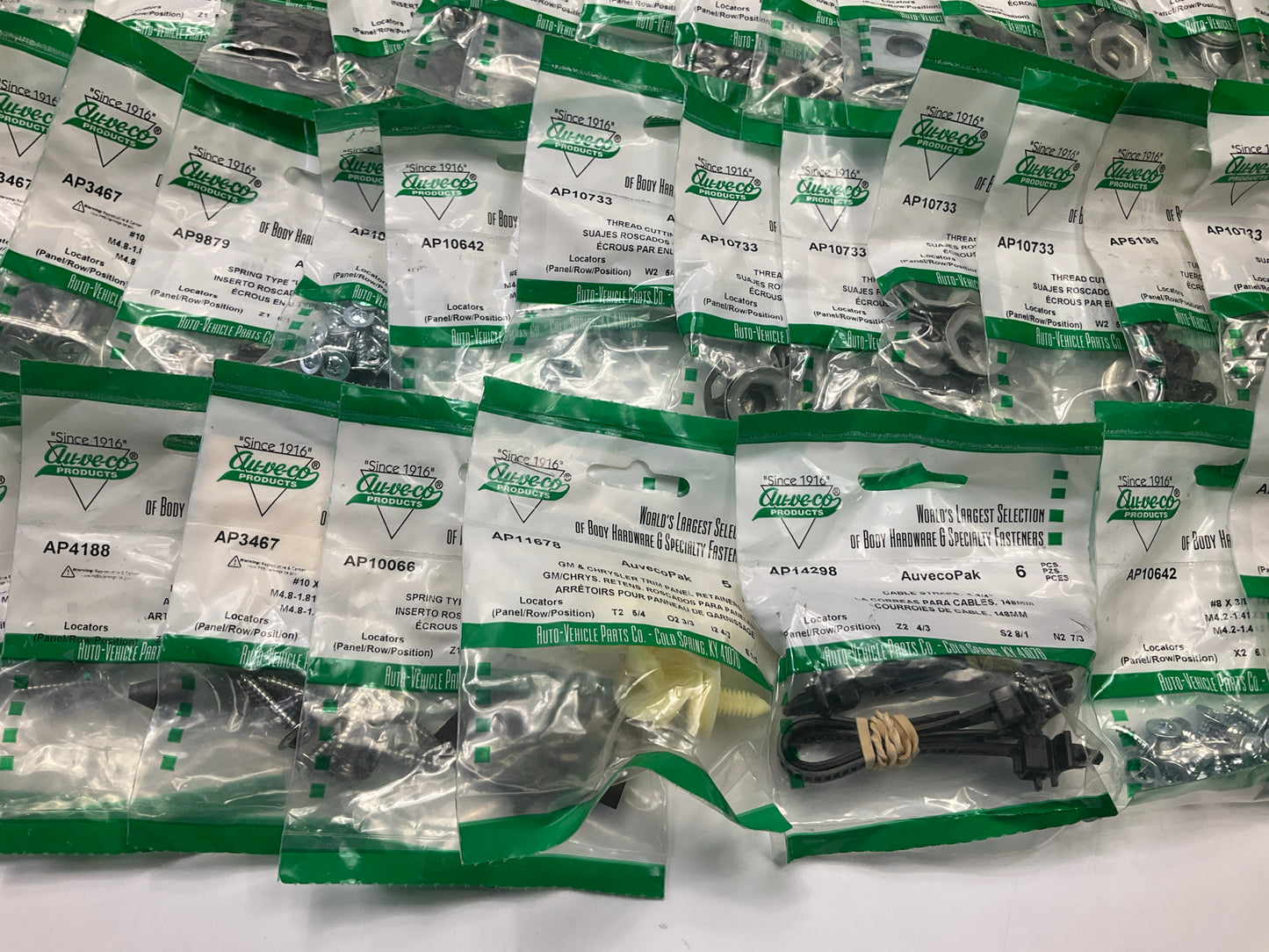 Wholesale Lot # 6 - Auveco Retainer Clips & Hardware Lot, 250 Packs As Shown