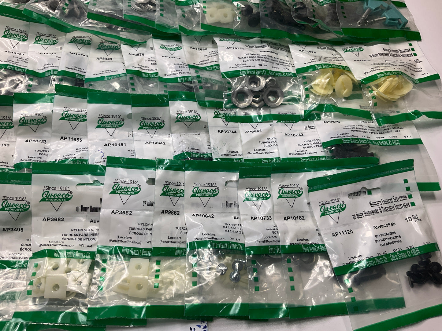 Wholesale Lot # 6 - Auveco Retainer Clips & Hardware Lot, 250 Packs As Shown