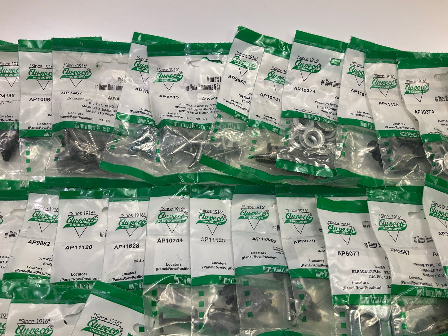 Wholesale Lot # 6 - Auveco Retainer Clips & Hardware Lot, 250 Packs As Shown