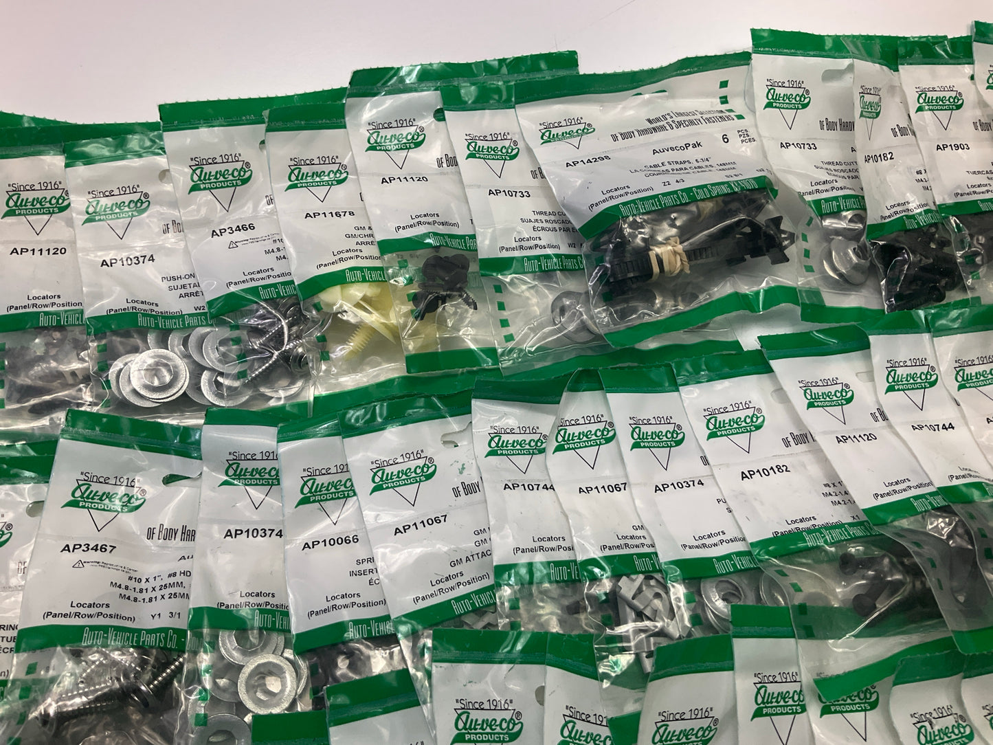 Wholesale Lot # 6 - Auveco Retainer Clips & Hardware Lot, 250 Packs As Shown