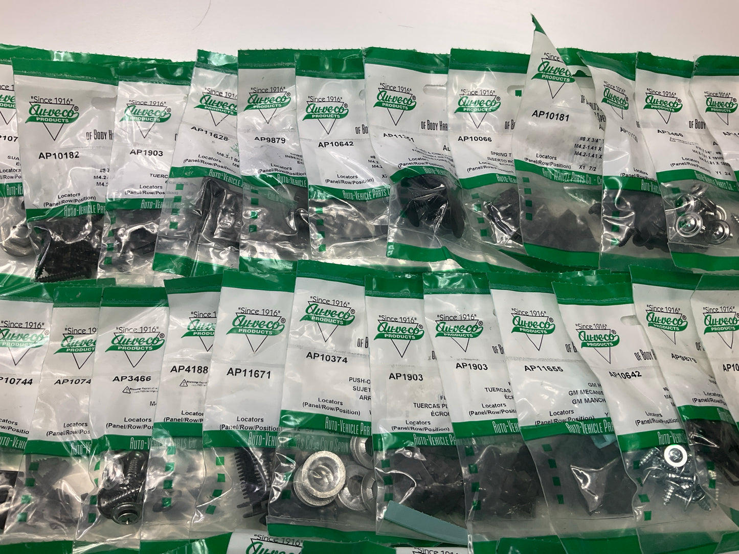 Wholesale Lot # 6 - Auveco Retainer Clips & Hardware Lot, 250 Packs As Shown
