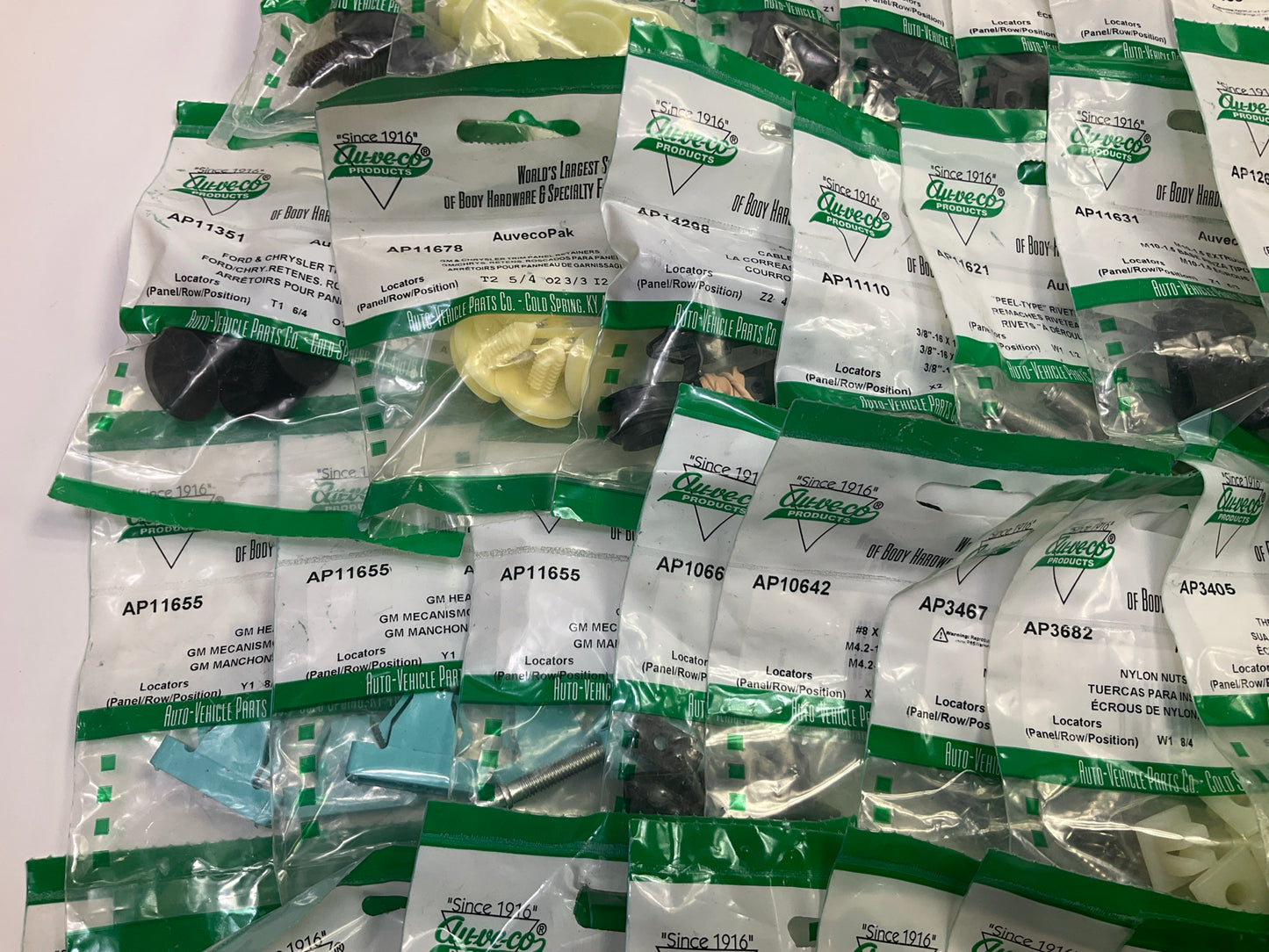 Wholesale Lot # 6 - Auveco Retainer Clips & Hardware Lot, 250 Packs As Shown