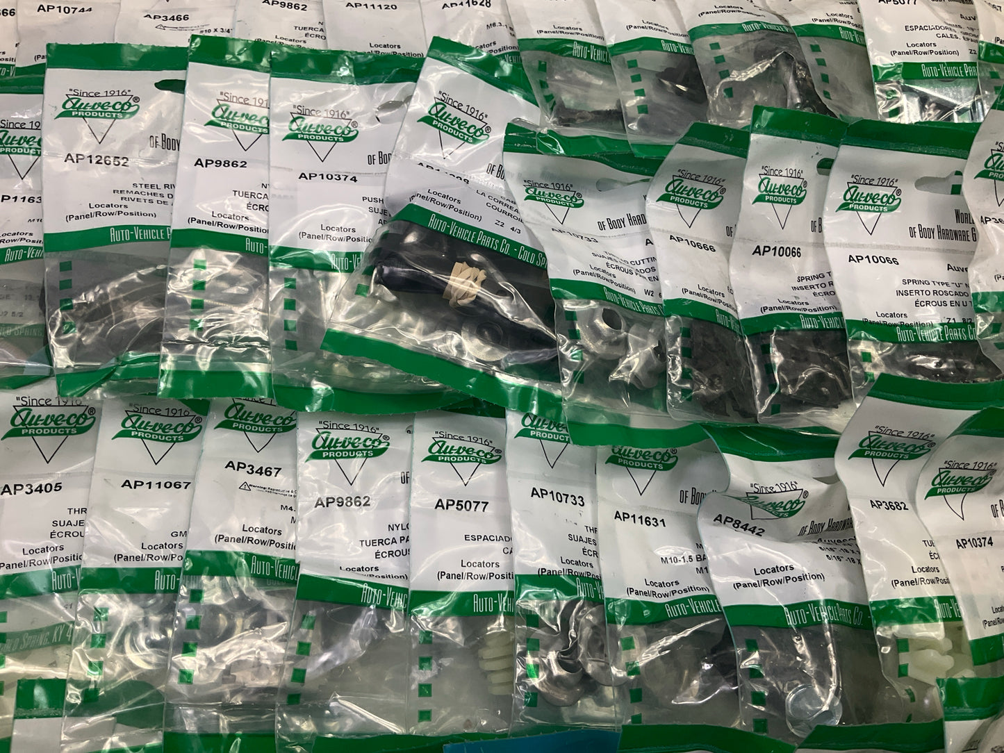 Wholesale Lot # 6 - Auveco Retainer Clips & Hardware Lot, 250 Packs As Shown