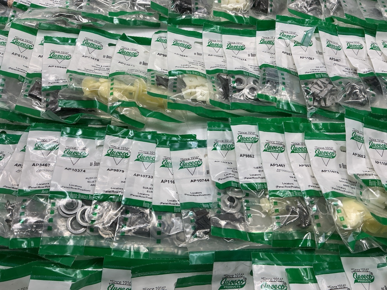Wholesale Lot # 7 - Auveco Retainer Clips & Hardware Lot, 250 Packs As Shown
