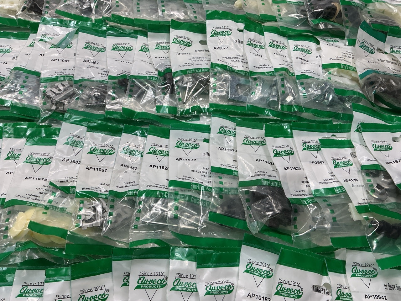 Wholesale Lot # 7 - Auveco Retainer Clips & Hardware Lot, 250 Packs As Shown