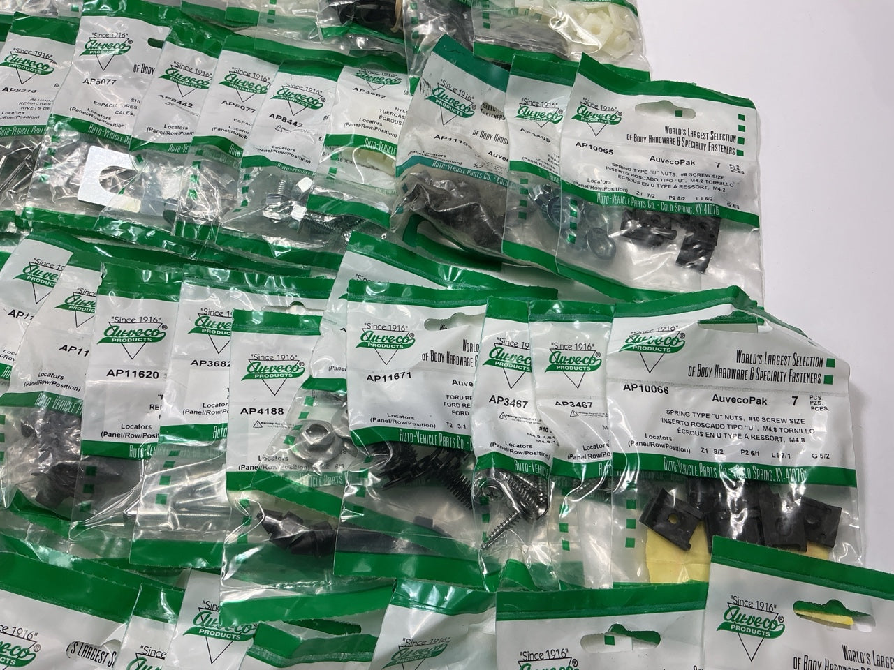 Wholesale Lot # 7 - Auveco Retainer Clips & Hardware Lot, 250 Packs As Shown