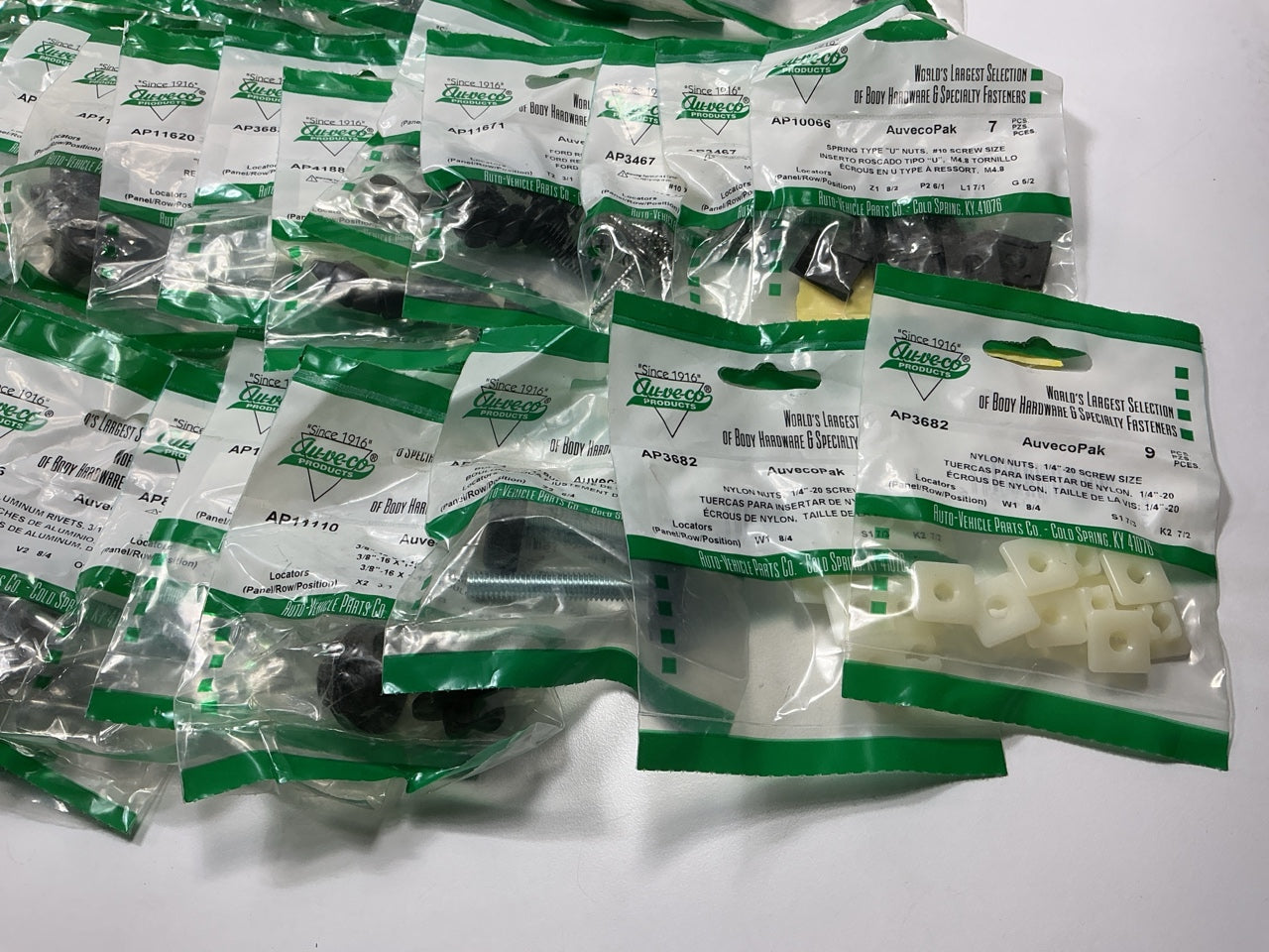 Wholesale Lot # 7 - Auveco Retainer Clips & Hardware Lot, 250 Packs As Shown