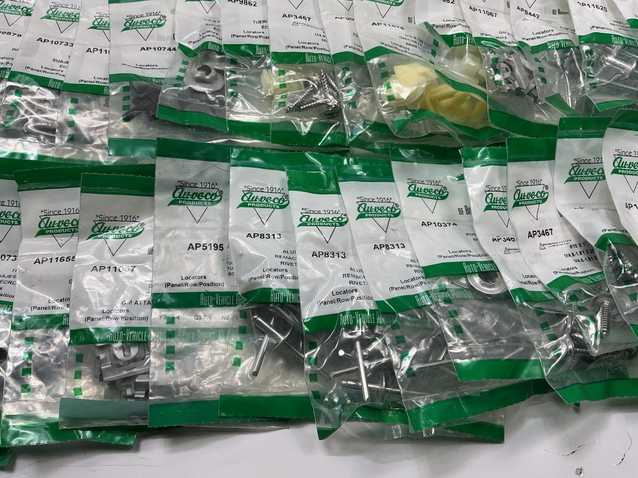 Wholesale Lot # 7 - Auveco Retainer Clips & Hardware Lot, 250 Packs As Shown