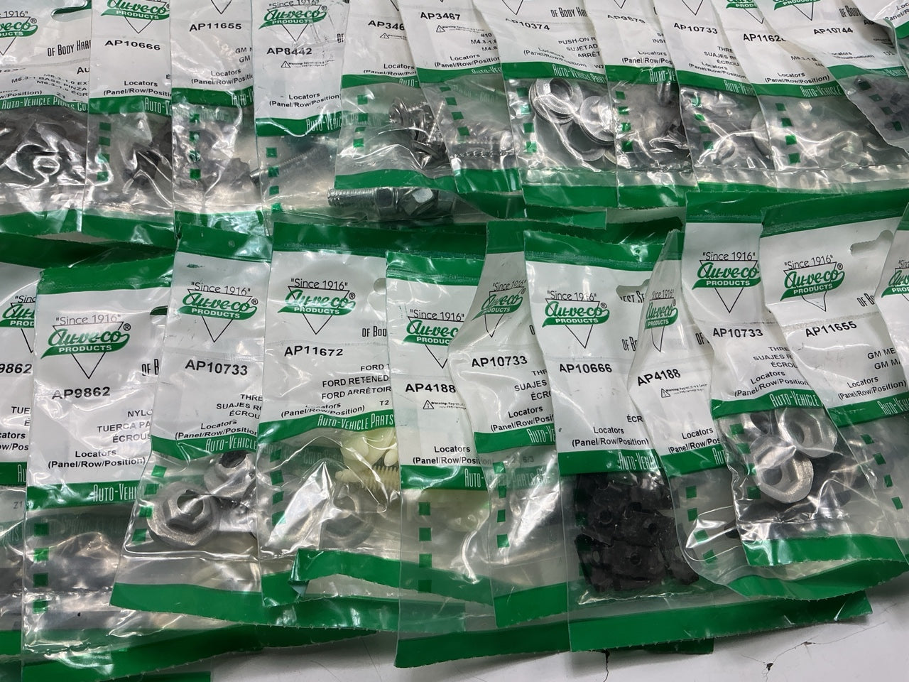 Wholesale Lot # 7 - Auveco Retainer Clips & Hardware Lot, 250 Packs As Shown