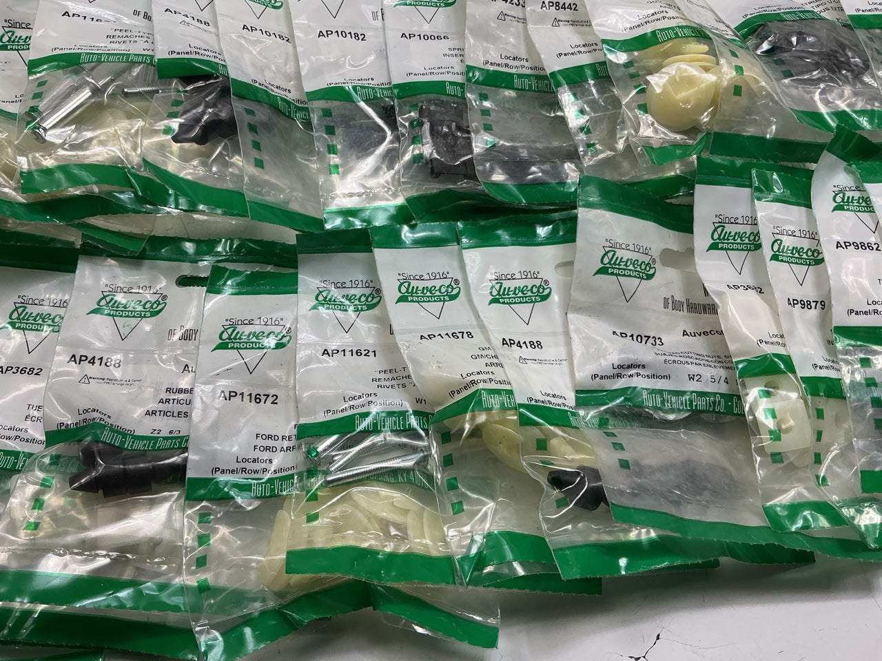 Wholesale Lot # 7 - Auveco Retainer Clips & Hardware Lot, 250 Packs As Shown