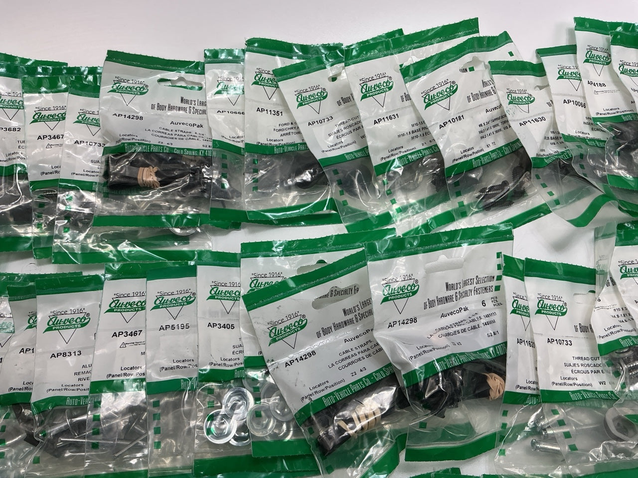 Wholesale Lot # 7 - Auveco Retainer Clips & Hardware Lot, 250 Packs As Shown