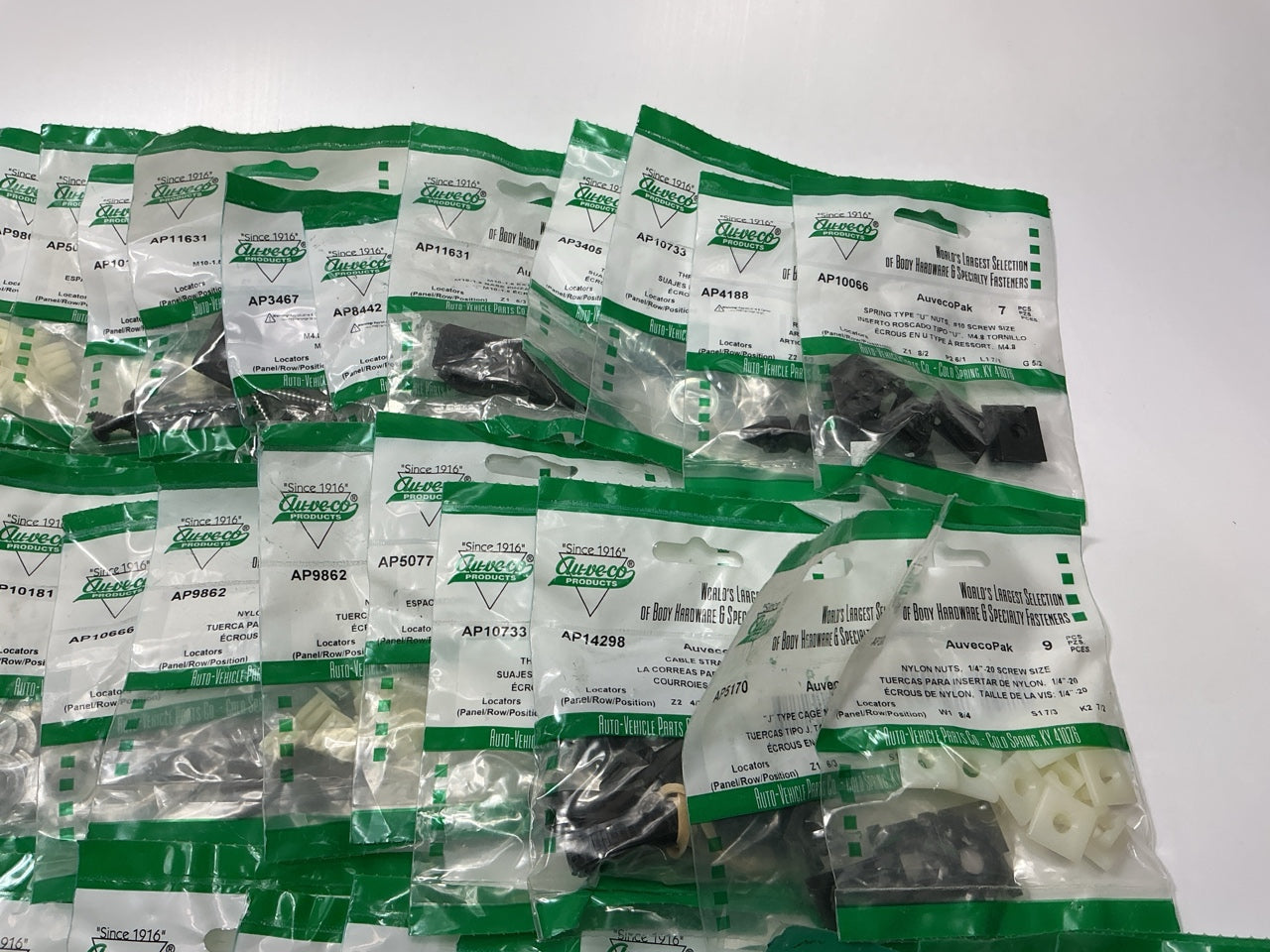 Wholesale Lot # 7 - Auveco Retainer Clips & Hardware Lot, 250 Packs As Shown