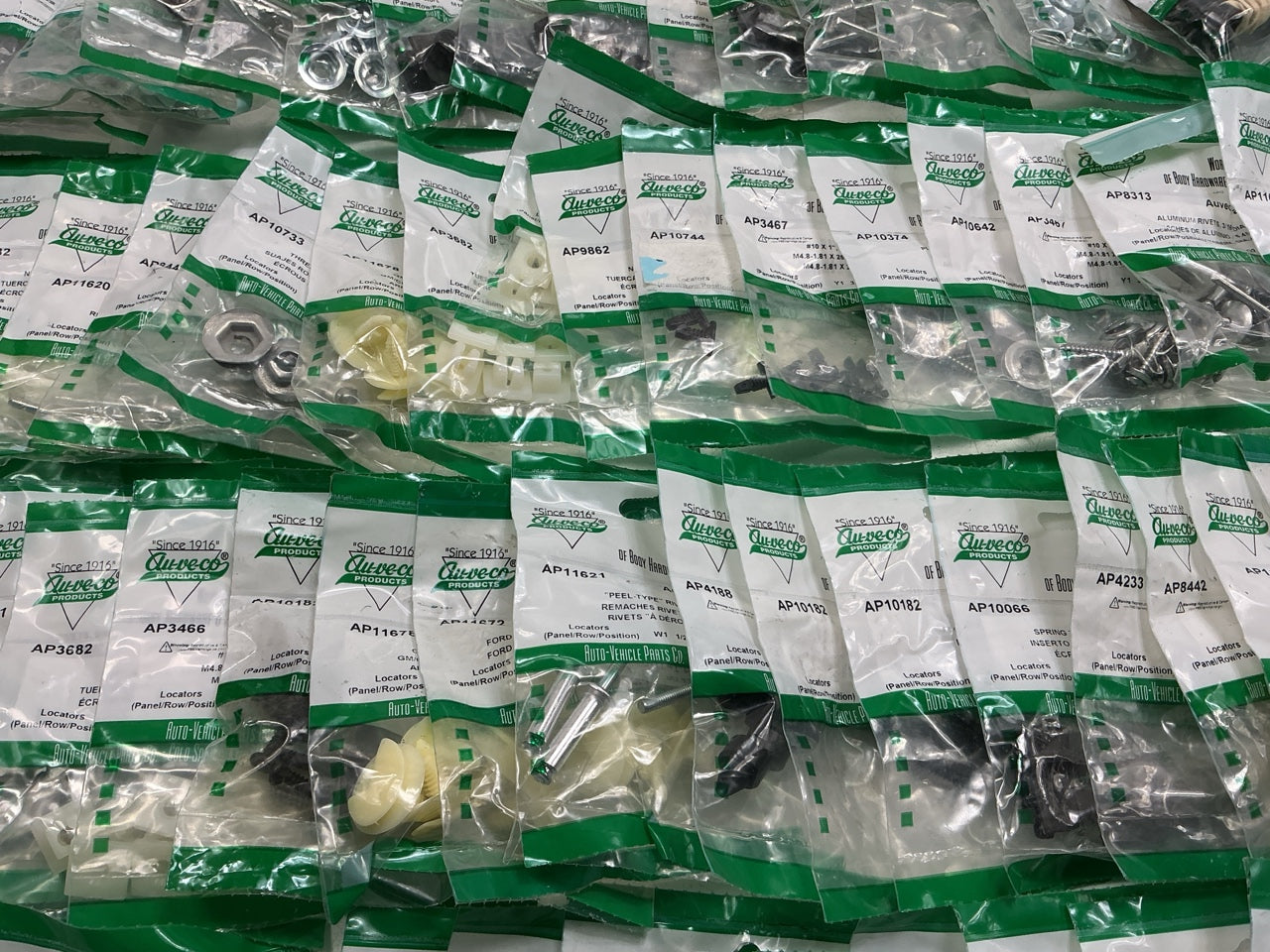 Wholesale Lot # 7 - Auveco Retainer Clips & Hardware Lot, 250 Packs As Shown