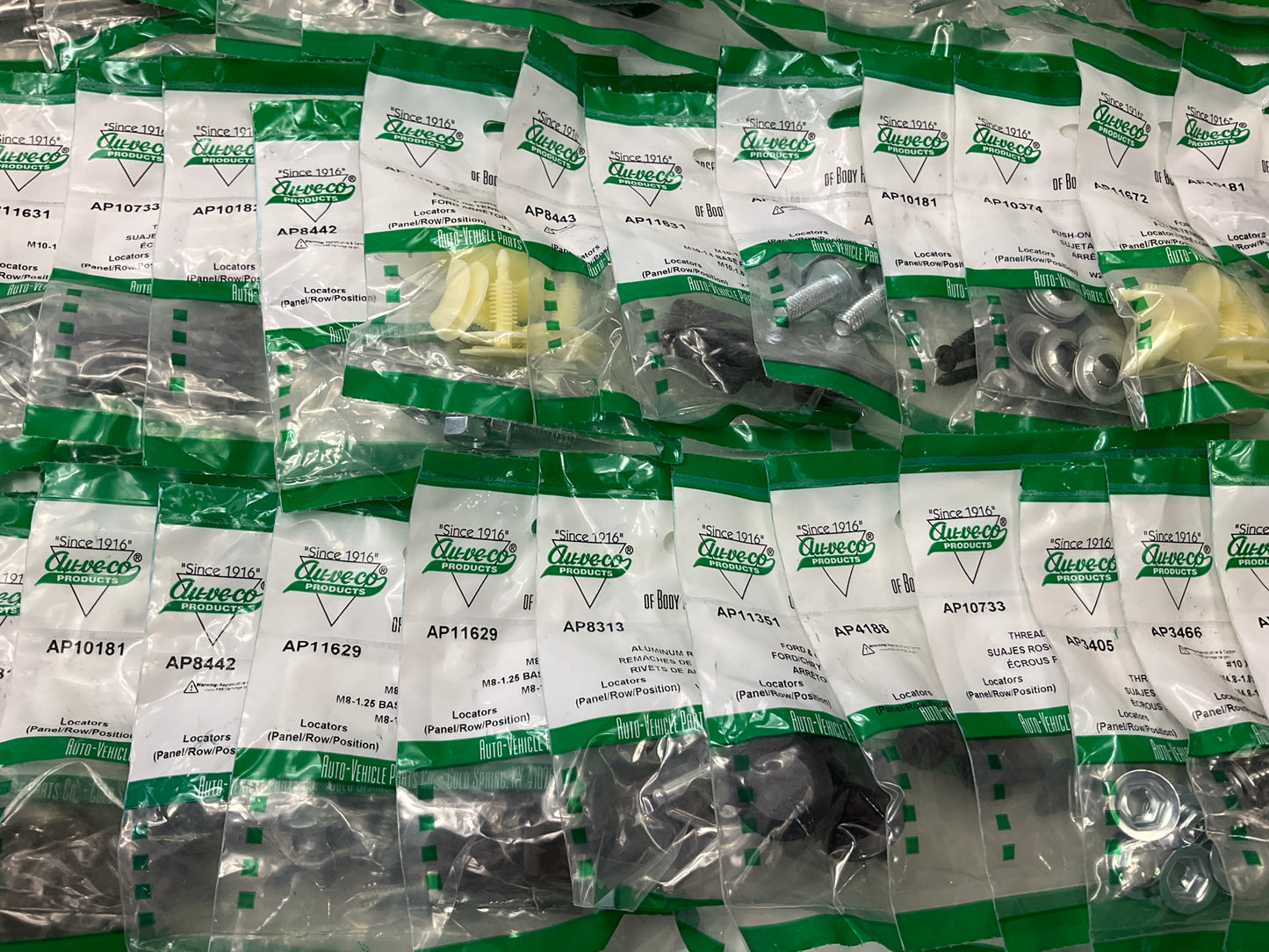 Wholesale Lot # 8 - Auveco Retainer Clips & Mixed Hardware, 250 Packs Total