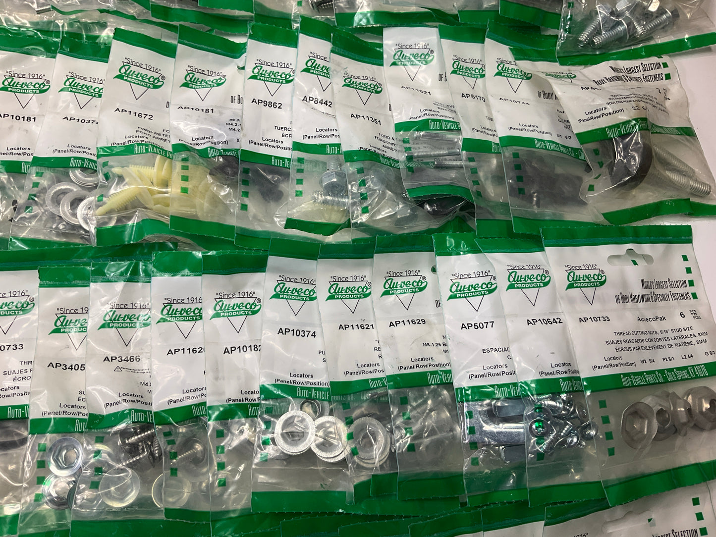 Wholesale Lot # 8 - Auveco Retainer Clips & Mixed Hardware, 250 Packs Total