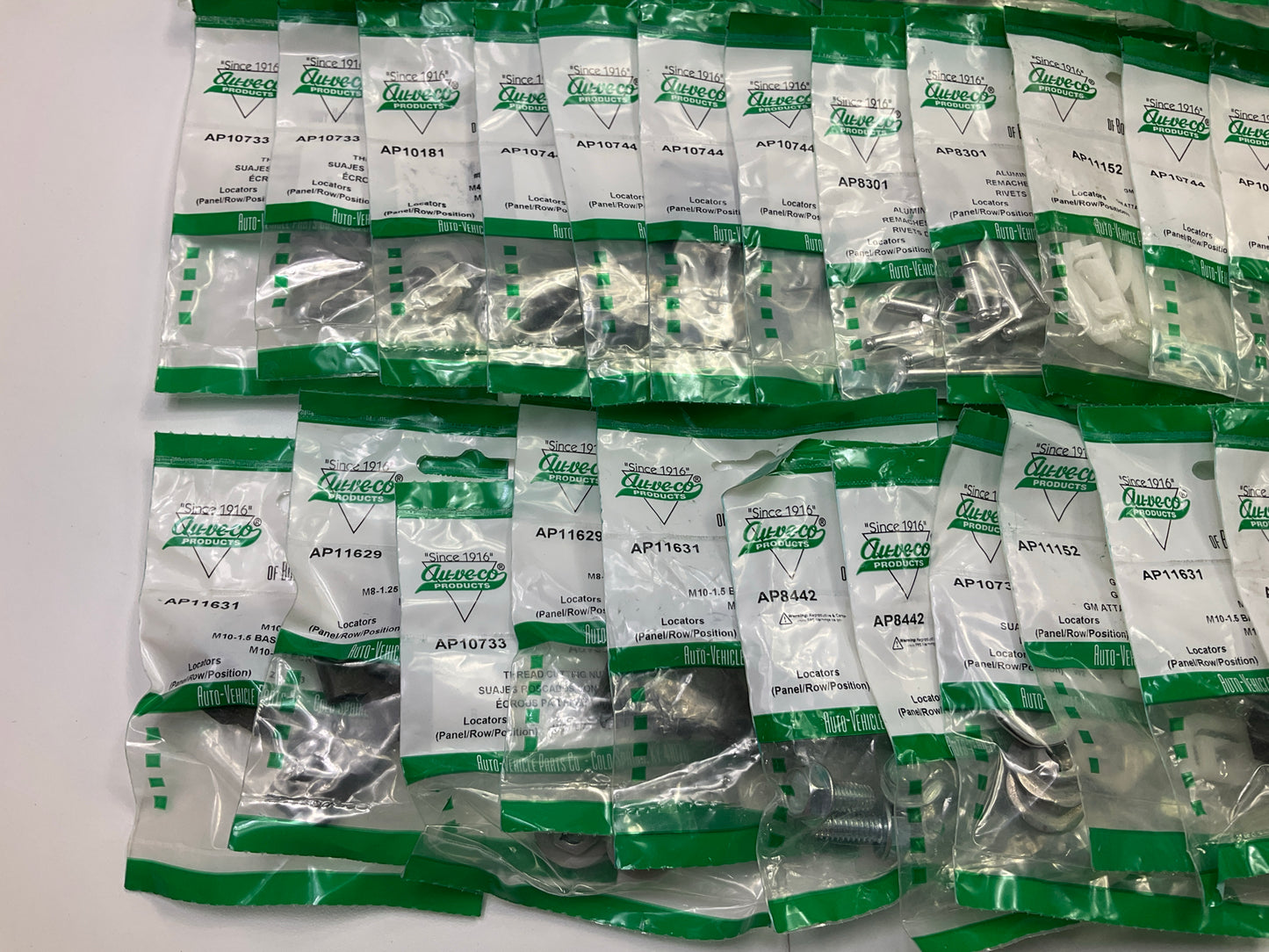 Wholesale Lot # 8 - Auveco Retainer Clips & Mixed Hardware, 250 Packs Total