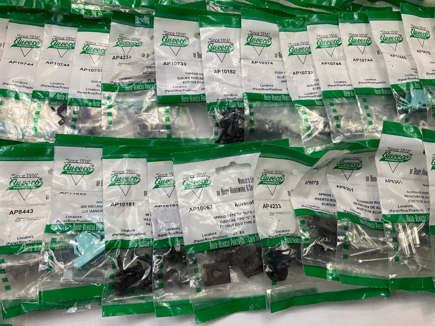 Wholesale Lot # 8 - Auveco Retainer Clips & Mixed Hardware, 250 Packs Total