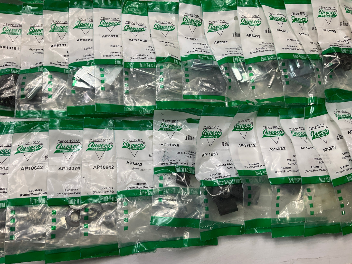 Wholesale Lot # 8 - Auveco Retainer Clips & Mixed Hardware, 250 Packs Total