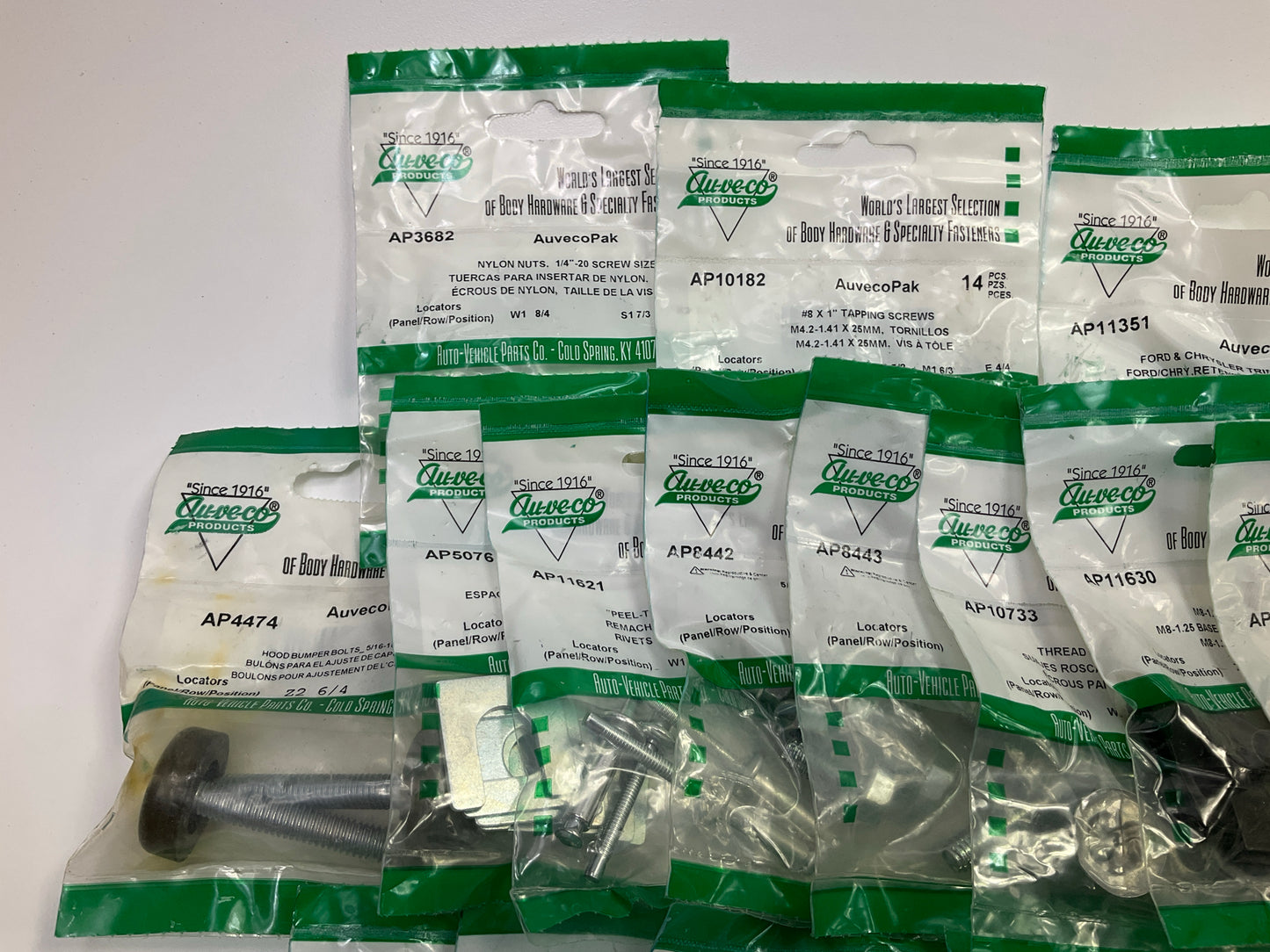 Wholesale Lot # 8 - Auveco Retainer Clips & Mixed Hardware, 250 Packs Total