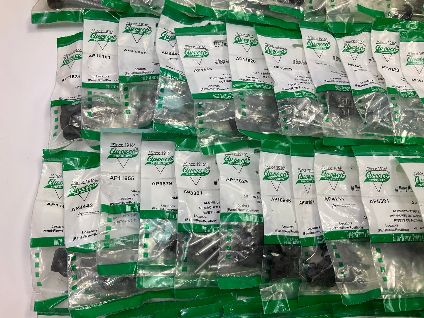 Wholesale Lot # 8 - Auveco Retainer Clips & Mixed Hardware, 250 Packs Total