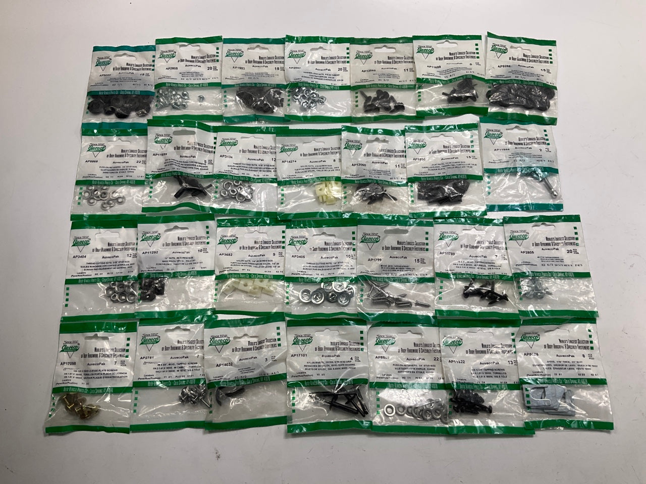Wholesale Lot  - Auveco Retainer Clips & Hardware Lot, 252 Packs, As Shown