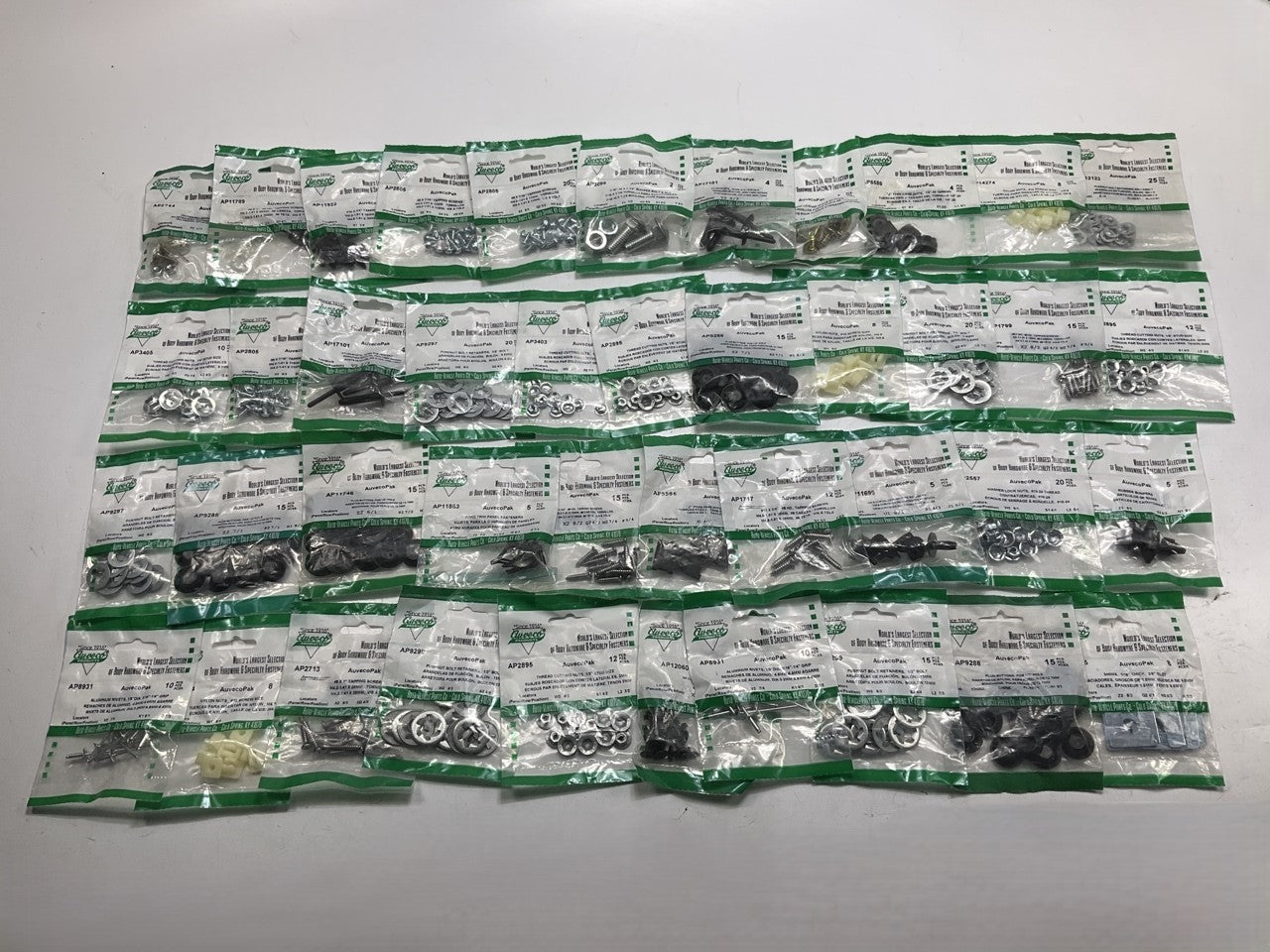 Wholesale Lot  - Auveco Retainer Clips & Hardware Lot, 252 Packs, As Shown