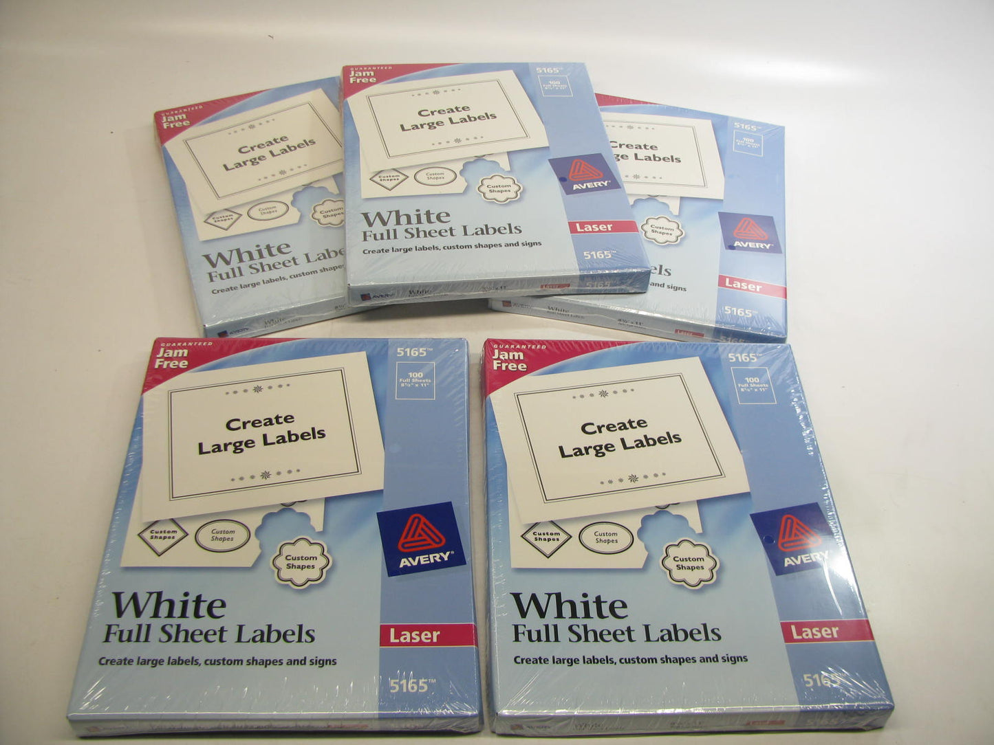 (500) SHEETS  Avery 5165 Permanent Full-Sheet Labels, Laser, 8 1/2'' X 11'', White