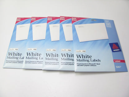 10,000 LABELS TOTAL - Avery 5267, Return Address Labels, 1/2'' X 1 3/4''
