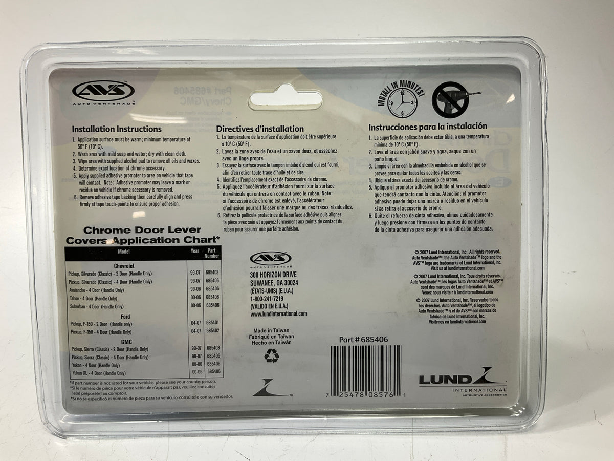AVS 685406 Chrome Exterior Door Handle Cover - Set Of 4