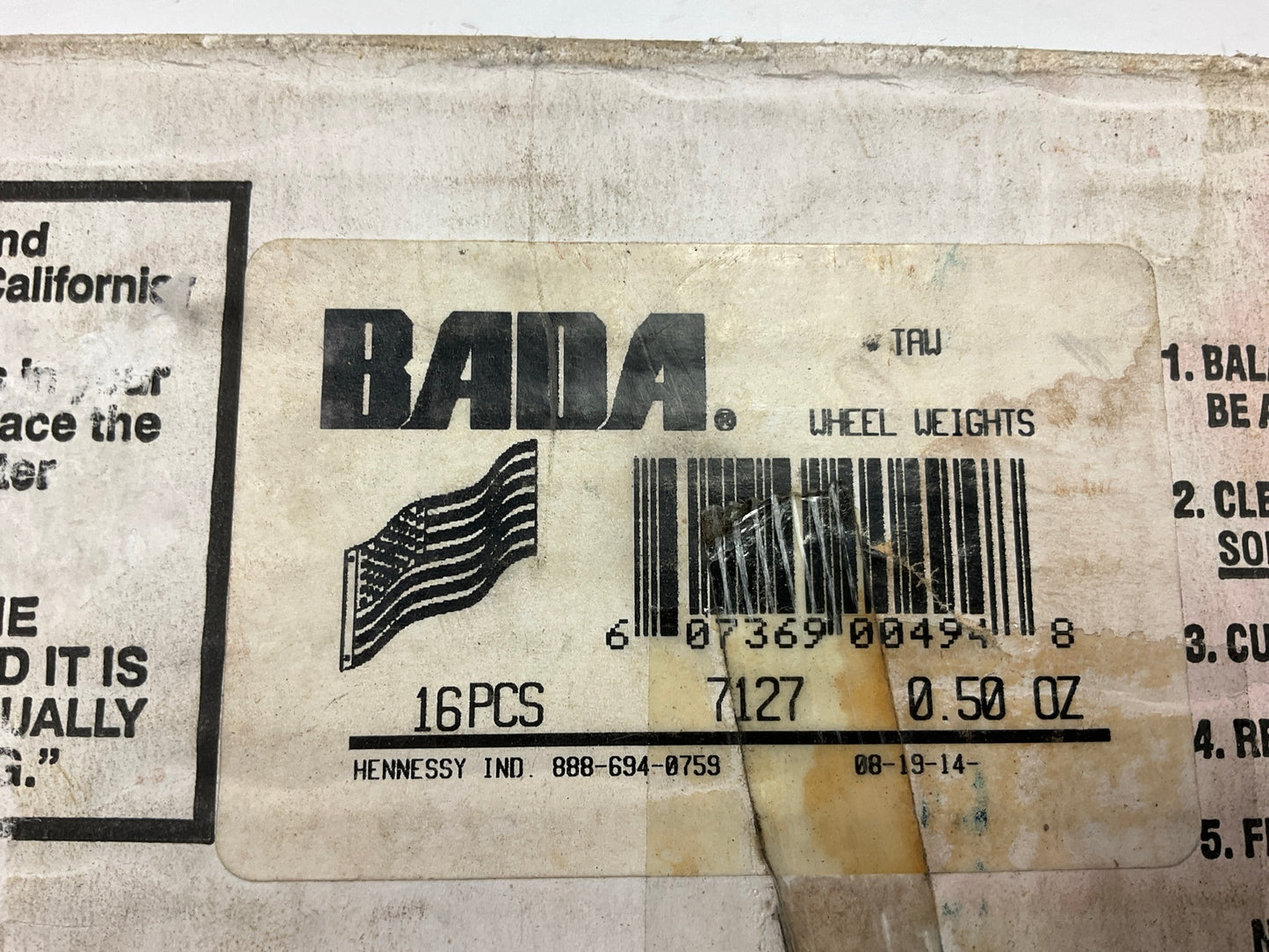 BADA 7127 Break-A-Way Wheel Weights, 16 Piece, .5 Oz. Segments, 3/4'' X 12''