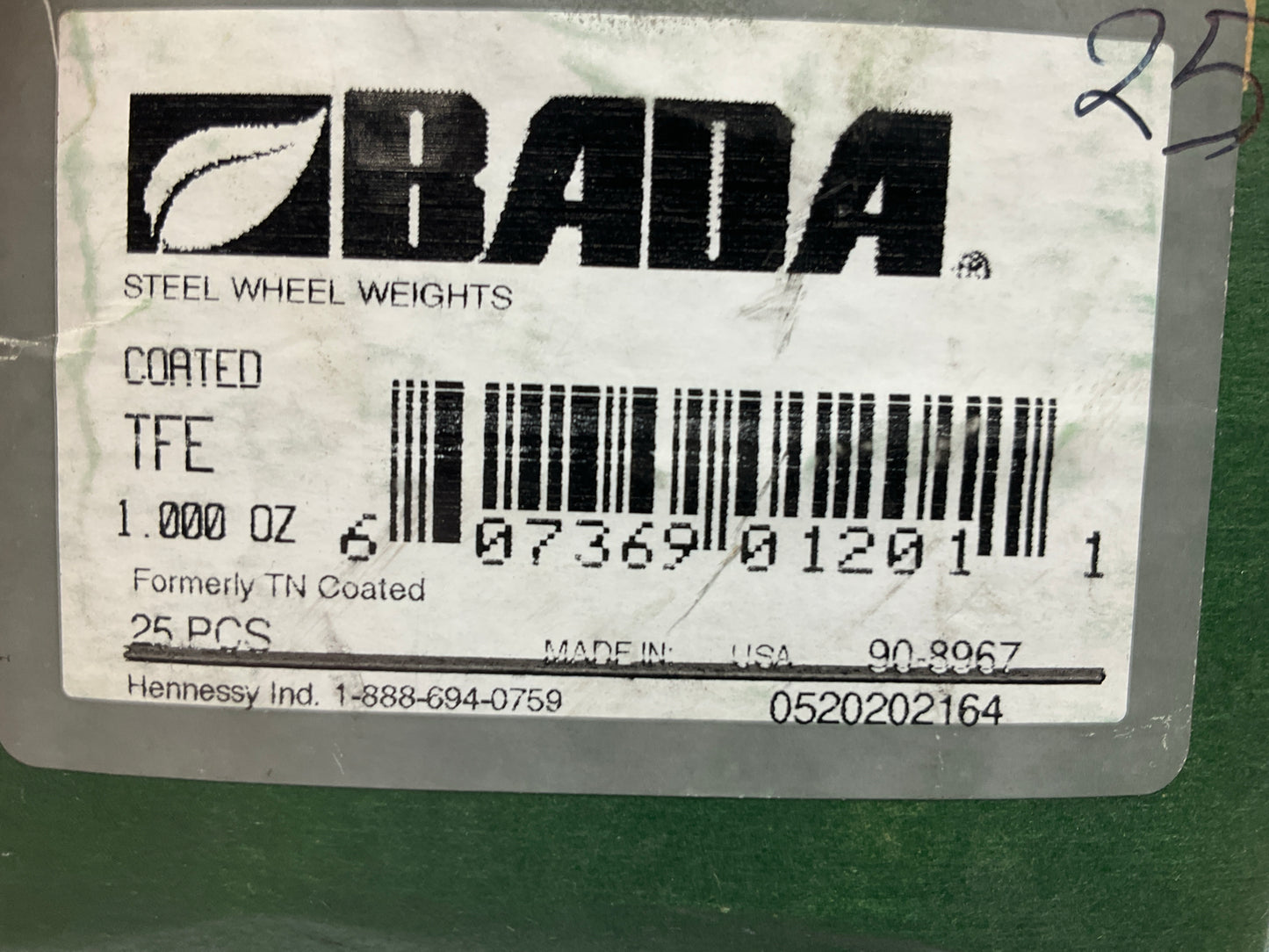 BADA TFE100 Steel Wheel Balancing Weights T/TT Type 1 Oz Each, Box Of 25