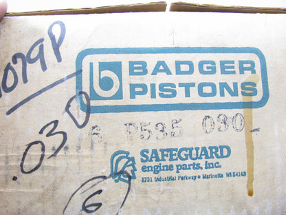 (6) Badger P535-030 Engine Piston Set .030'' Size 1963-1983 Chevrolet GMC 292-L6