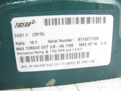 BRAND NEW - BALDOR 23S10L TIGEAR-2 Right Angle Reducer