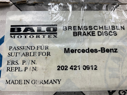 (2) Balo Motortex 02124 Front Brake Rotors, Made In Germany