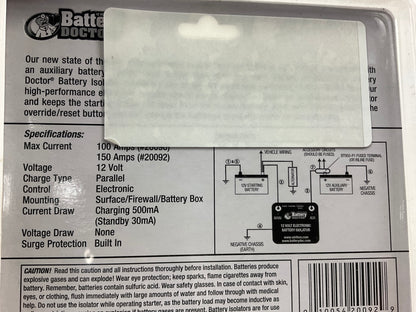 Battery Doctor 20092 Battery Isolator, 12V 150 Amp