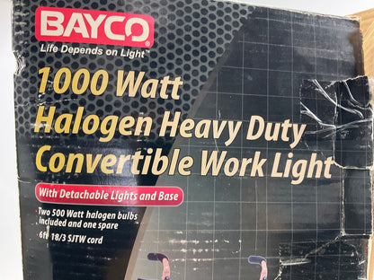 Bayco SL-1005 1000W Halogen Light Dual Tripod Garage Work Light With Stand