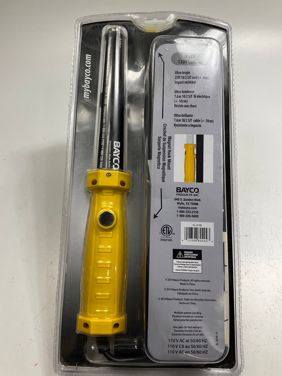 Bayco SL-2135 1,200 Lumen Corded LED Work Light W/ Magnetic Hook, 25' Cord