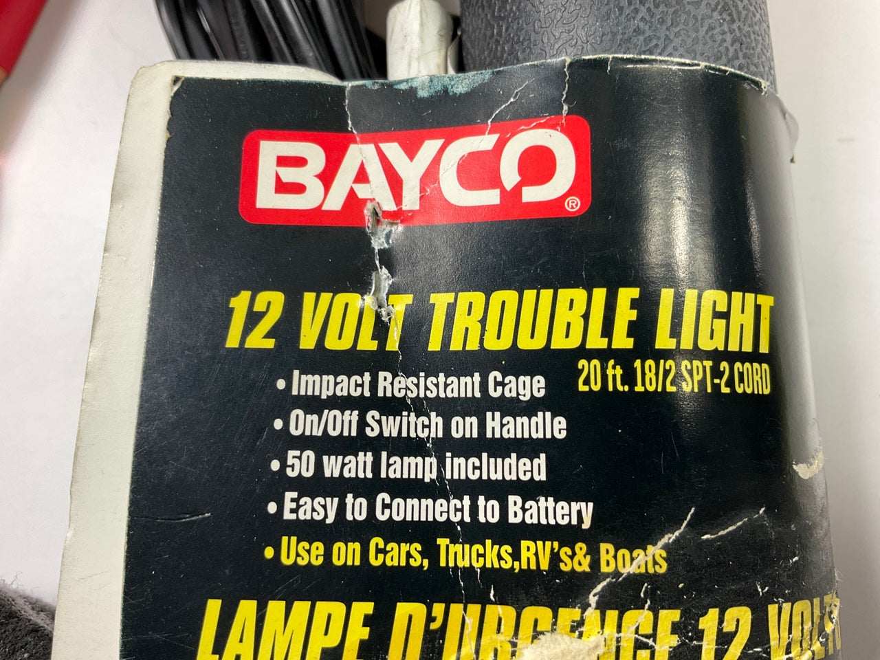 Bayco 12 Work Light Mechanics Lamp  W/ Plastic Guard & Battery Clips 20 Ft Cord