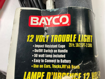 Bayco 12 Work Light Mechanics Lamp  W/ Plastic Guard & Battery Clips 20 Ft Cord