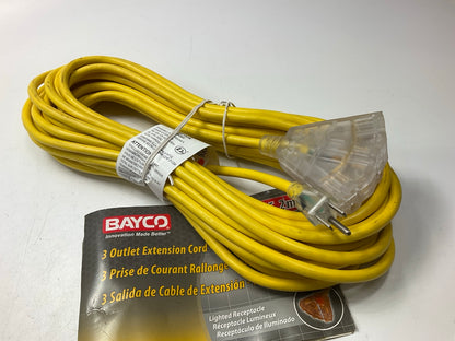 Bayco SL-741L 50' Triple-Tap 14/3 Gauge Pro Extension Cord With Lighted End 50FT