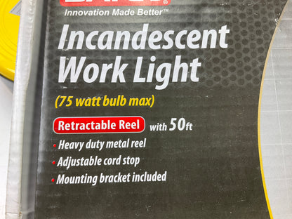 Bayco SL-851 Professional Incandescent Utility Light Lamp On 50 Foot Metal Reel